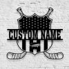 DINOZOZO US Flag Ice Hockey Stick Custom Metal Signs3 2