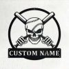 Personalized Baseball Skull Metal Wall Art Custom Baseball Player Name Sign Decor for Room 1 600x600 1