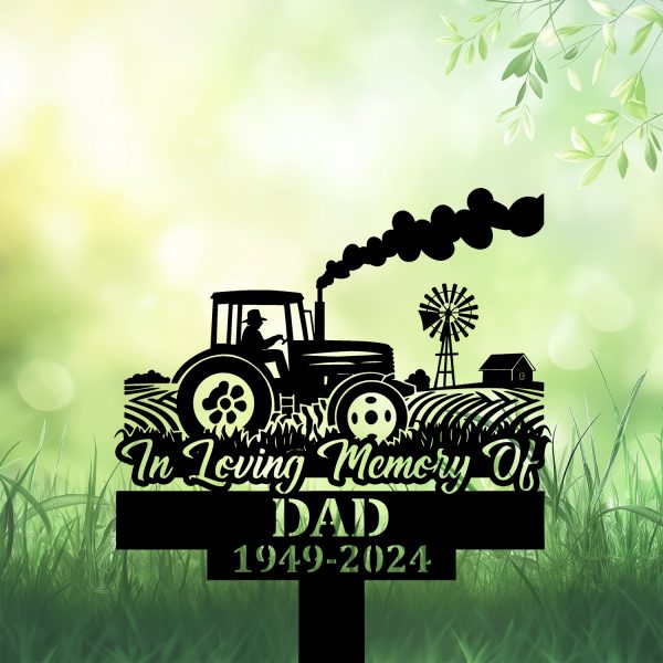 DINOZOZOCOM Personalized Memorial Garden Stakes, Farmer Dad Farming Heaven Fields Grave Marker, Loss of Loved One, Sympathy Gifts, Farmer Cemetary Decor