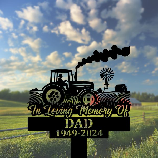 DINOZOZOCOM Personalized Memorial Garden Stakes, Farmer Dad Farming Heaven Fields Grave Marker, Loss of Loved One, Sympathy Gifts, Farmer Cemetary Decor