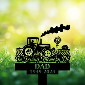 DINOZOZOCOM Personalized Memorial Garden Stakes Farmer Dad Farming Heaven Fields Grave Marker Loss of Loved One Sympathy Gifts Farmer Cemetary Decor 3