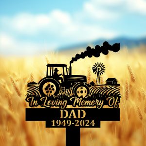 DINOZOZOCOM Personalized Memorial Garden Stakes Farmer Dad Farming Heaven Fields Grave Marker Loss of Loved One Sympathy Gifts Farmer Cemetary Decor 4