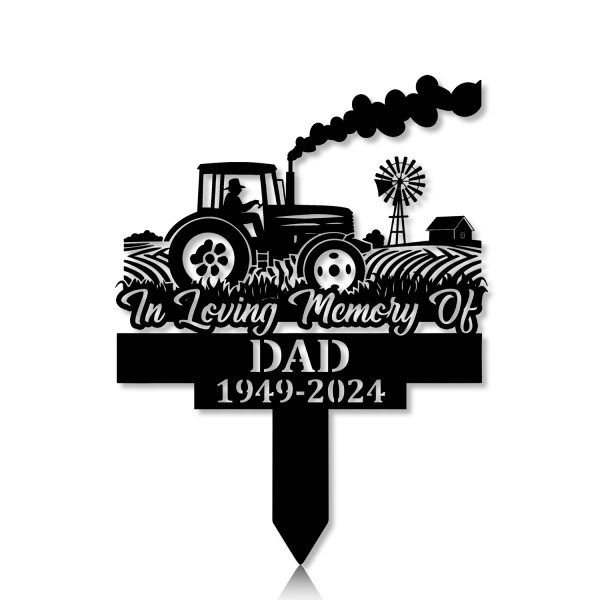 DINOZOZOCOM Personalized Memorial Garden Stakes, Farmer Dad Farming Heaven Fields Grave Marker, Loss of Loved One, Sympathy Gifts, Farmer Cemetary Decor