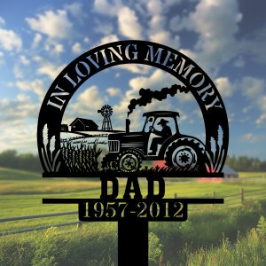 DINOZOZOCOM Personalized Memorial Garden Stakes Farmer Farming Heaven Fields Grave Marker Loss of Loved One Sympathy Gifts Farmer Cemetary Decor 2