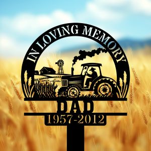 DINOZOZOCOM Personalized Memorial Garden Stakes Farmer Farming Heaven Fields Grave Marker Loss of Loved One Sympathy Gifts Farmer Cemetary Decor 4