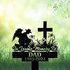 DINOZOZOCOM Personalized Memorial Garden Stakes Farmer Kneeling at Cross Lily Flowers Grave Marker Loss of Loved One Sympathy Gifts Farmer Cemetary Decor 1