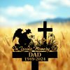 DINOZOZOCOM Personalized Memorial Garden Stakes Farmer Kneeling at Cross Lily Flowers Grave Marker Loss of Loved One Sympathy Gifts Farmer Cemetary Decor 4