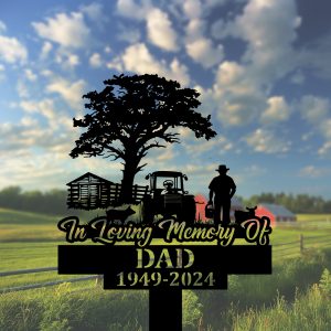 DINOZOZOCOM Personalized Memorial Garden Stakes Farmhouse Grave Marker Loss of Loved One Sympathy Gifts Farmer Cemetary Decor 2