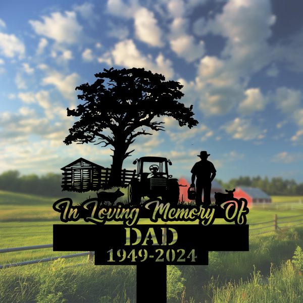 DINOZOZOCOM Personalized Memorial Garden Stakes, Farmhouse Grave Marker, Loss of Loved One, Sympathy Gifts, Farmer Cemetary Decor