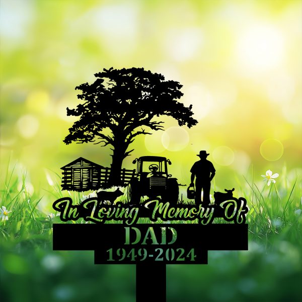 DINOZOZOCOM Personalized Memorial Garden Stakes, Farmhouse Grave Marker, Loss of Loved One, Sympathy Gifts, Farmer Cemetary Decor