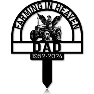 DINOZOZOCOM Personalized Memorial Garden Stakes Farming in Heaven Farmer with Wings Grave Marker Farmer Loss Gift Remembrance Stake 5