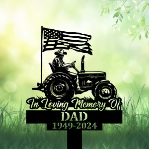 DINOZOZOCOM Personalized Memorial Garden Stakes Grandpa Dad Farmer Grave Marker Loss of Loved One Sympathy Gifts Farmer Cemetary Decor 1