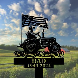 DINOZOZOCOM Personalized Memorial Garden Stakes Grandpa Dad Farmer Grave Marker Loss of Loved One Sympathy Gifts Farmer Cemetary Decor 2