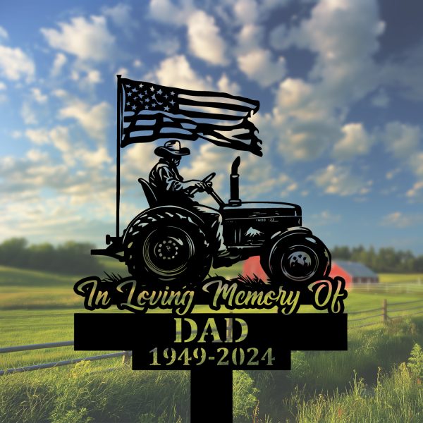 DINOZOZOCOM Personalized Memorial Garden Stakes, Grandpa Dad Farmer Grave Marker, Loss of Loved One, Sympathy Gifts, Farmer Cemetary Decor