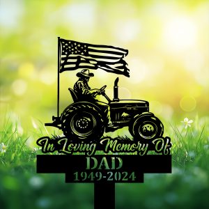 DINOZOZOCOM Personalized Memorial Garden Stakes Grandpa Dad Farmer Grave Marker Loss of Loved One Sympathy Gifts Farmer Cemetary Decor 3