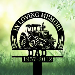 DINOZOZOCOM Personalized Memorial Garden Stakes In Loving Memory Farmer Dad Grave Marker Farmer Loss Gift Remembrance Stake 1