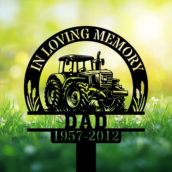 DINOZOZOCOM Personalized Memorial Garden Stakes In Loving Memory Farmer Dad Grave Marker, Farmer Loss Gift, Remembrance Stake