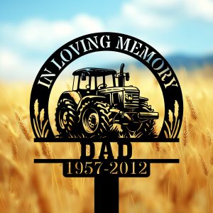 DINOZOZOCOM Personalized Memorial Garden Stakes In Loving Memory Farmer Dad Grave Marker Farmer Loss Gift Remembrance Stake 4