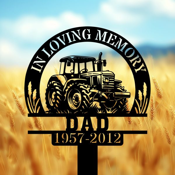 DINOZOZOCOM Personalized Memorial Garden Stakes In Loving Memory Farmer Dad Grave Marker, Farmer Loss Gift, Remembrance Stake