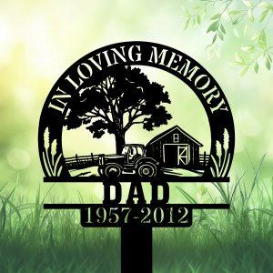 DINOZOZOCOM Personalized Memorial Garden Stakes In Loving Memory Farmer Grave Marker Farmer Loss Gift Remembrance Stake 1