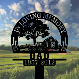 DINOZOZOCOM Personalized Memorial Garden Stakes In Loving Memory Farmer Grave Marker Farmer Loss Gift Remembrance Stake 2