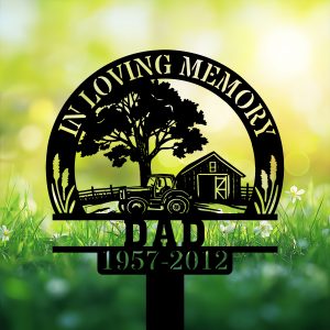 DINOZOZOCOM Personalized Memorial Garden Stakes In Loving Memory Farmer Grave Marker Farmer Loss Gift Remembrance Stake 3