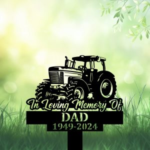 DINOZOZOCOM Personalized Memorial Garden Stakes In Loving Memory Tractor Farmer Grave Marker Farmer Loss Gift Remembrance Stake 1