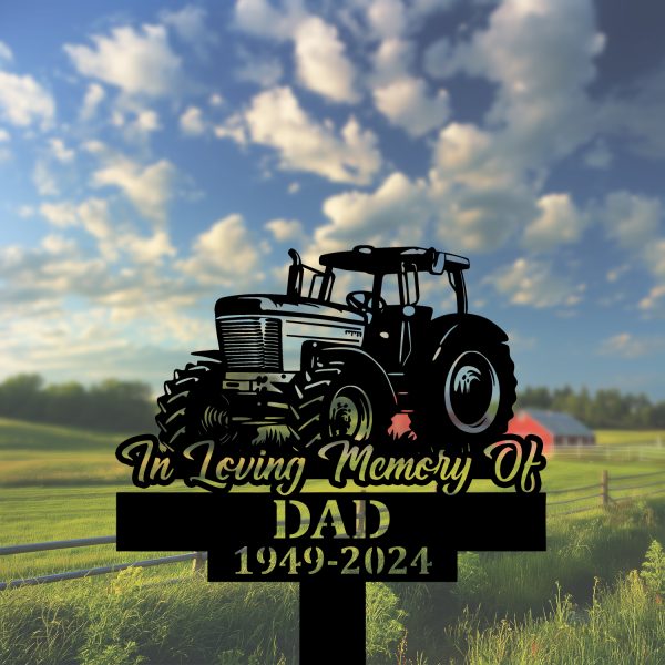 DINOZOZOCOM Personalized Memorial Garden Stakes In Loving Memory Tractor Farmer Grave Marker, Farmer Loss Gift, Remembrance Stake