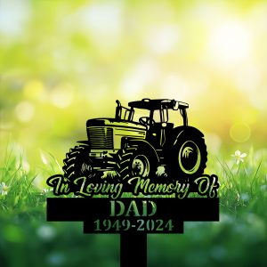 DINOZOZOCOM Personalized Memorial Garden Stakes In Loving Memory Tractor Farmer Grave Marker Farmer Loss Gift Remembrance Stake 3