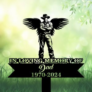 DINOZOZOCOM Personalized Memorial Garden Stakes In Loving Memory of Farmer Grave Marker Loss of Loved One Sympathy Gifts Farmer Cemetary Decor 1