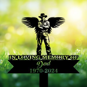 DINOZOZOCOM Personalized Memorial Garden Stakes In Loving Memory of Farmer Grave Marker Loss of Loved One Sympathy Gifts Farmer Cemetary Decor 3