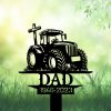 DINOZOZOCOM Personalized Memorial Garden Stakes Tractor Cross Grave Marker Farmer Loss Gift Remembrance Stake 1 1