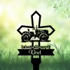 DINOZOZOCOM Personalized Memorial Garden Stakes Tractor Farmer Cross Grave Marker Loss of Loved One Sympathy Gifts Farmer Cemetary Decor 1