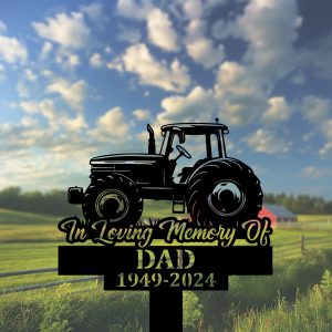 DINOZOZOCOM Personalized Memorial Garden Stakes Tractor Farmer Grave Marker Farmer Loss Gift Remembrance Stake 2