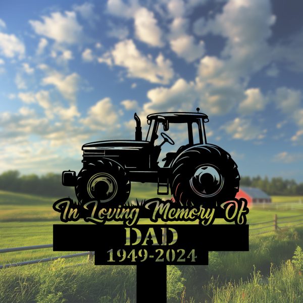 DINOZOZOCOM Personalized Memorial Garden Stakes Tractor Farmer Grave Marker, Farmer Loss Gift, Remembrance Stake