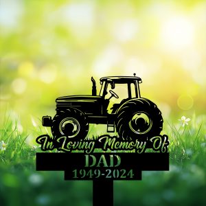 DINOZOZOCOM Personalized Memorial Garden Stakes Tractor Farmer Grave Marker Farmer Loss Gift Remembrance Stake 3