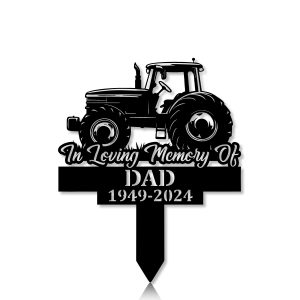 DINOZOZOCOM Personalized Memorial Garden Stakes Tractor Farmer Grave Marker Farmer Loss Gift Remembrance Stake 5