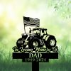DINOZOZOCOM Personalized Memorial Garden Stakes Tractor with US Flag Farmer Grave Marker Farmer Loss Gift Remembrance Stake 1