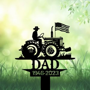 DINOZOZOCOM Personalized Memorial Garden Stakes US Flag Farmer Grave Marker, Farmer Loss Gift, Remembrance Stake