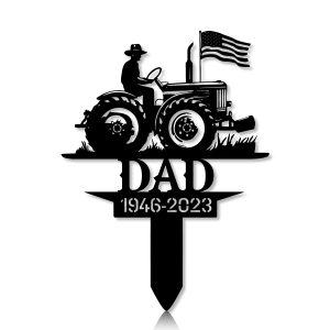 DINOZOZOCOM Personalized Memorial Garden Stakes US Flag Farmer Grave Marker Farmer Loss Gift Remembrance Stake 5