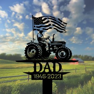 DINOZOZOCOM Personalized Memorial Garden Stakes US Flag Patriotic Farmer Grave Marker Loss of Loved One Sympathy Gifts Farmer Cemetary Decor 2