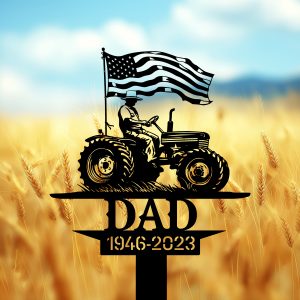 DINOZOZOCOM Personalized Memorial Garden Stakes US Flag Patriotic Farmer Grave Marker Loss of Loved One Sympathy Gifts Farmer Cemetary Decor 4