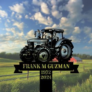 DINOZOZOCOM Personalized Memorial Garden Stakes Vinatge Tractor Grave Marker Loss of Loved One Sympathy Gifts Farmer Cemetary Decor 2