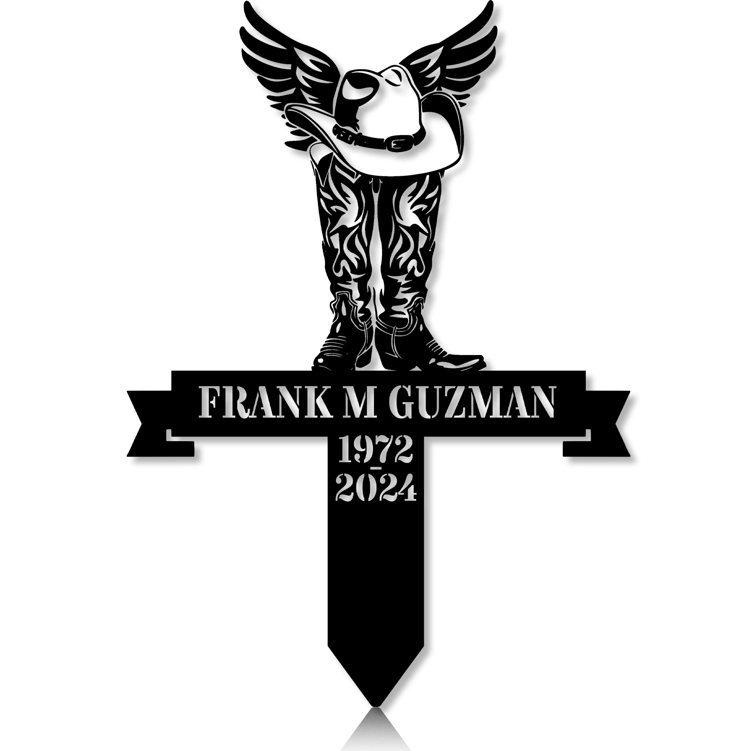 DINOZOZOCOM Personalized Memorial Garden Stakes Vintage Cowboy Grave Marker Loss of Loved One Sympathy Gifts Farmer Cemetary Decor 5