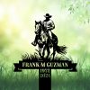 DINOZOZOCOM Personalized Memorial Garden Stakes Vintage Cowboy Riding Horse Grave Marker Loss of Loved One Sympathy Gifts Cowboy Cemetary Decor 1