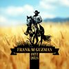 DINOZOZOCOM Personalized Memorial Garden Stakes Vintage Cowboy Riding Horse Grave Marker Loss of Loved One Sympathy Gifts Cowboy Cemetary Decor 4