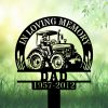 DINOZOZOCOM Personalized Memorial Garden Stakes Vintage Farmer Dad on Tractor Grave Marker Farmer Loss Gift Remembrance Stake 1