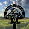 DINOZOZOCOM Personalized Memorial Garden Stakes Vintage Farmer Dad on Tractor Grave Marker Farmer Loss Gift Remembrance Stake 2