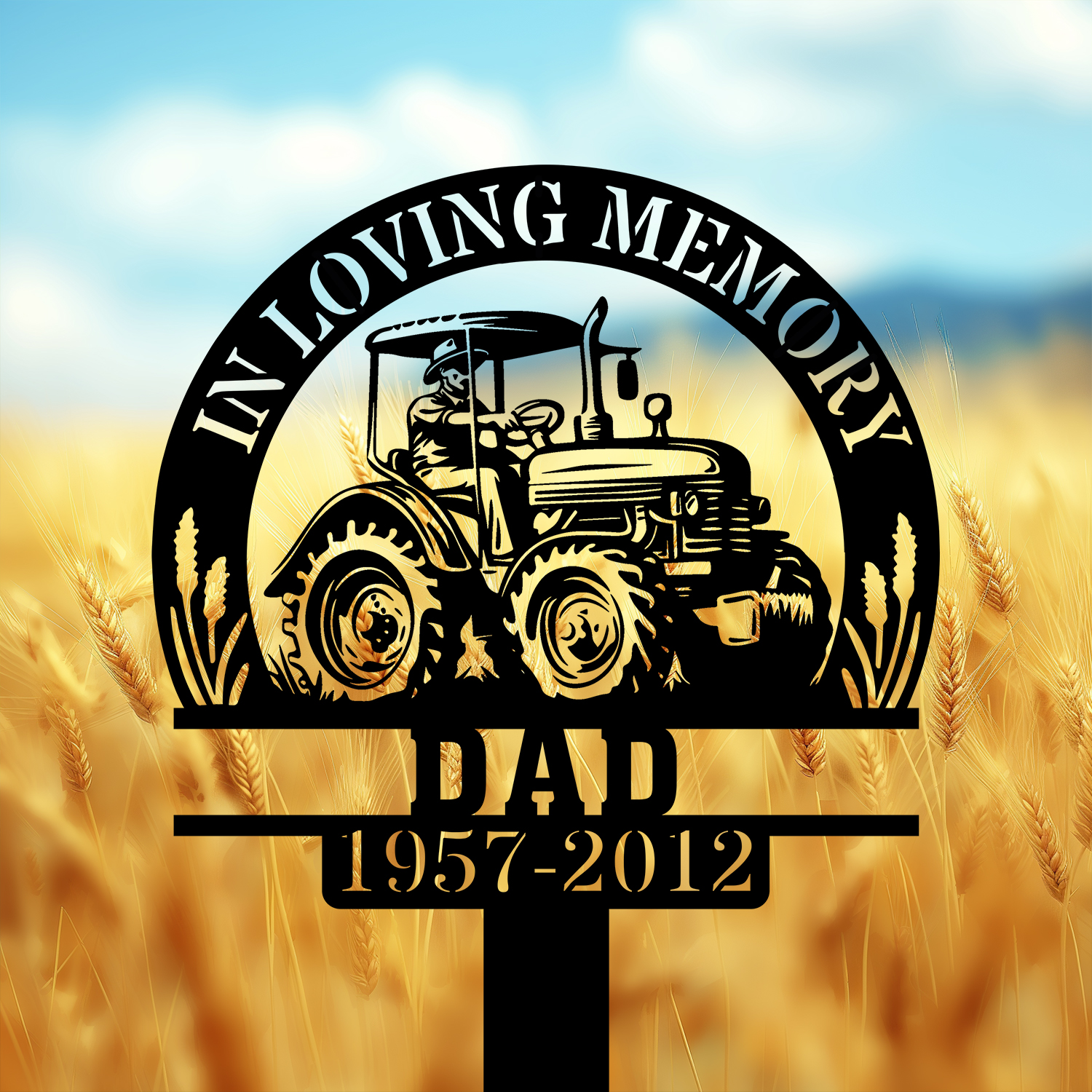 DINOZOZOCOM Personalized Memorial Garden Stakes Vintage Farmer Dad on Tractor Grave Marker Farmer Loss Gift Remembrance Stake 4