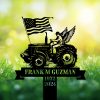 DINOZOZOCOM Personalized Memorial Garden Stakes Vintage Farmer with Wing on Tractor with US Flag Grave Marker Loss of Loved One Sympathy Gifts Farmer Cemetary Decor 3